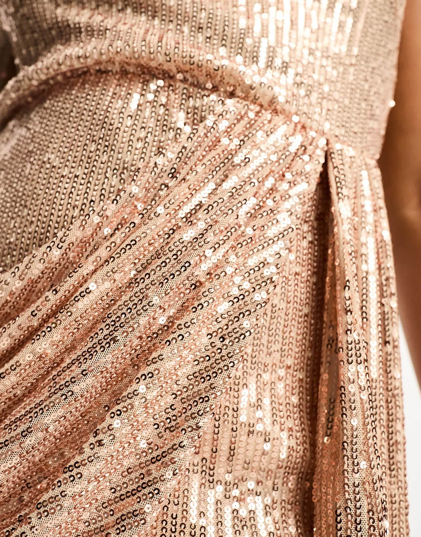 Style Cheat sequin one shoulder mini dress in rose gold