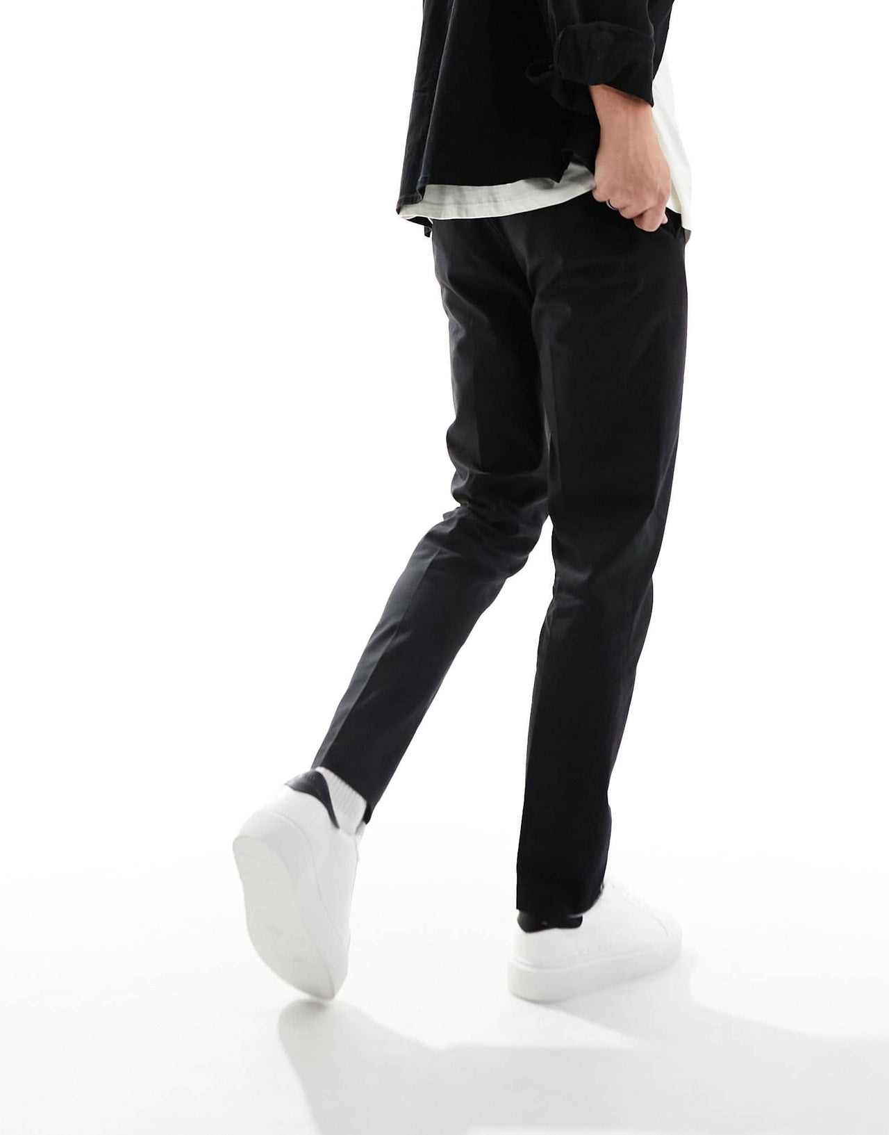 ASOS DESIGN smart slim fit linen blend trousers in black