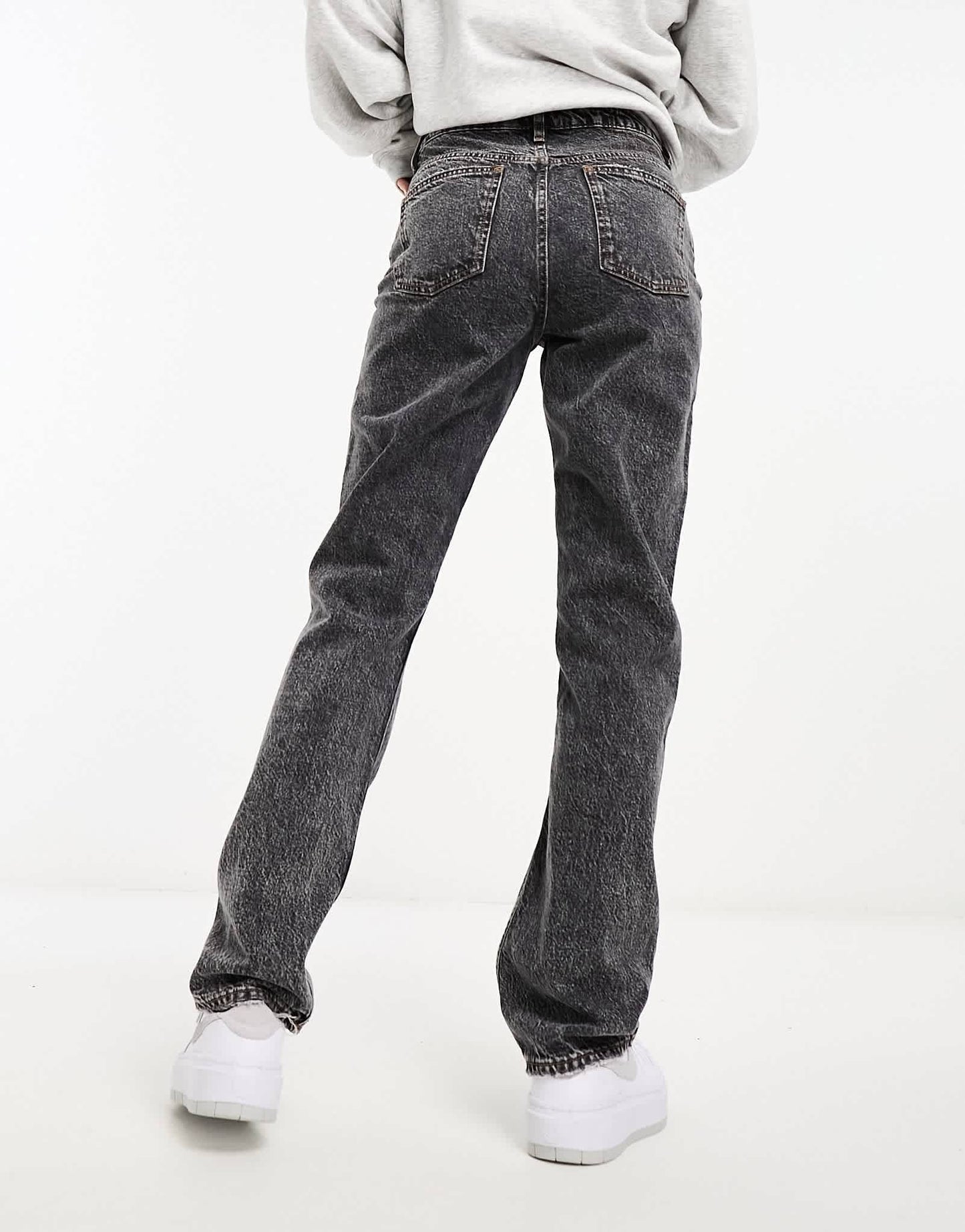 ASOS DESIGN mid rise straight jeans in dark grey