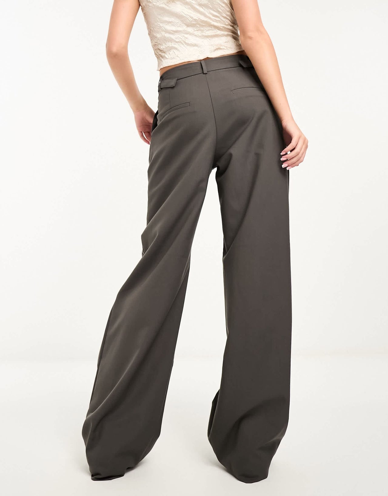 Stradivarius tailored adjustable waist trouser in grey