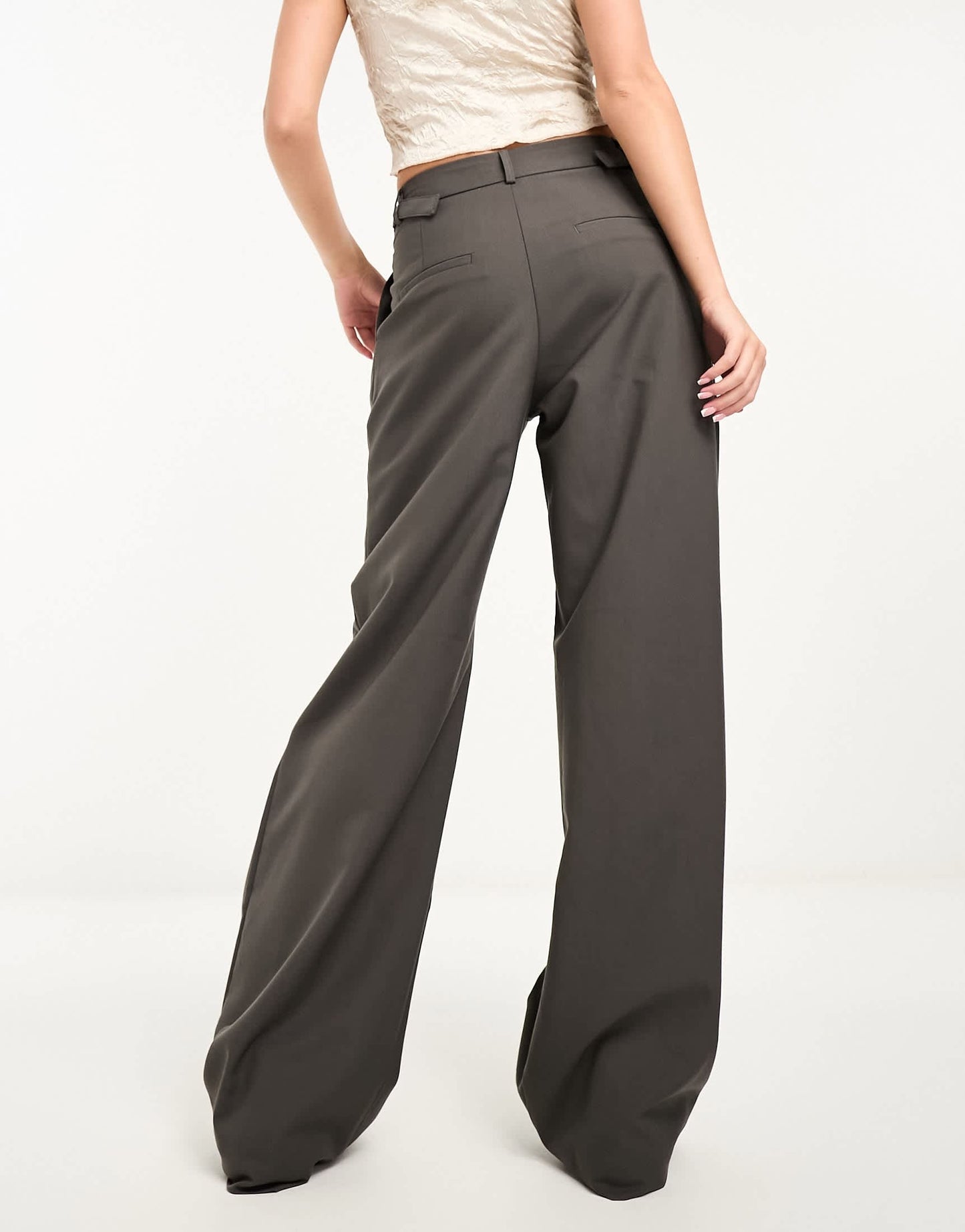 Stradivarius tailored adjustable waist trouser in grey