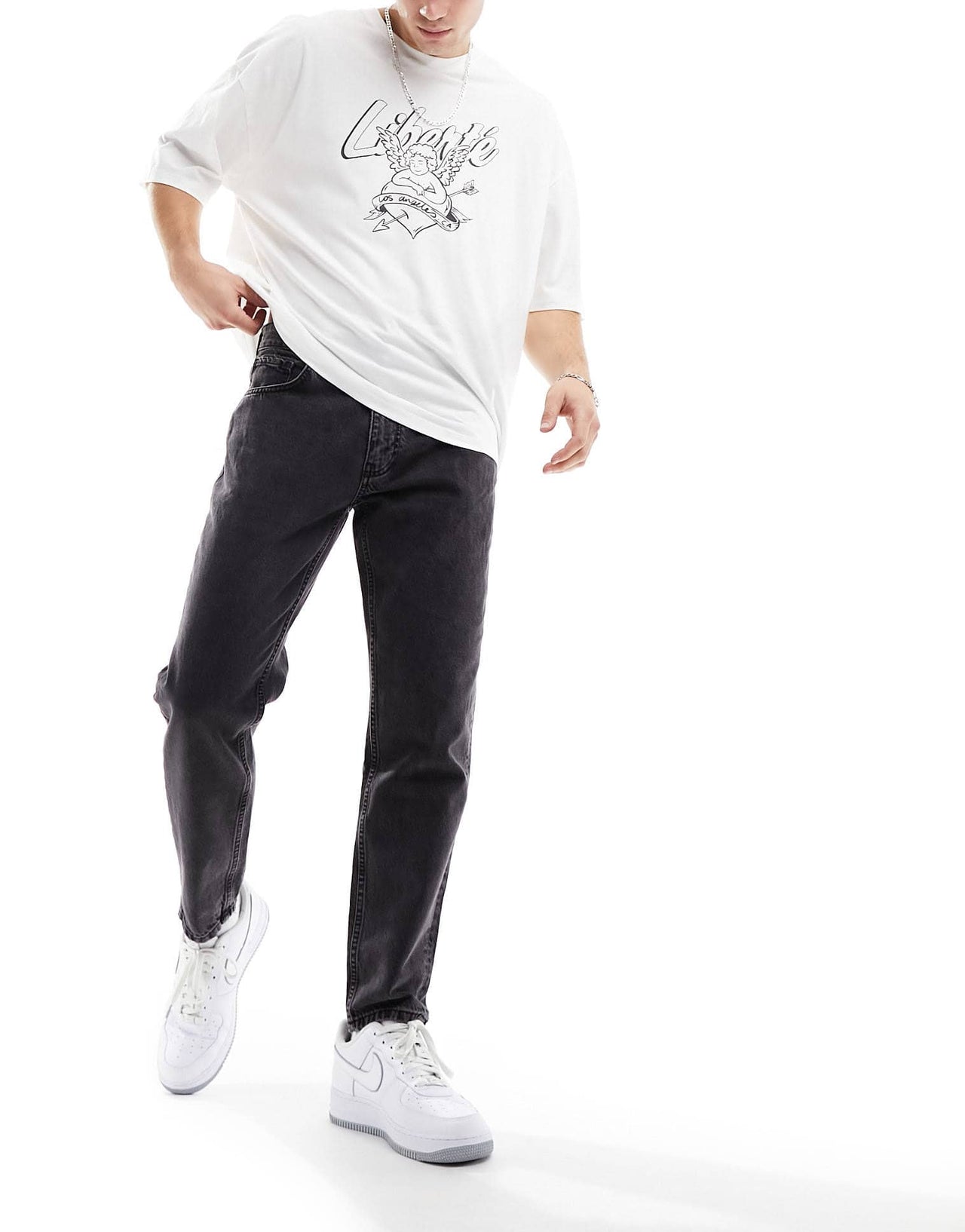 Pull&Bear standard fit jeans in black