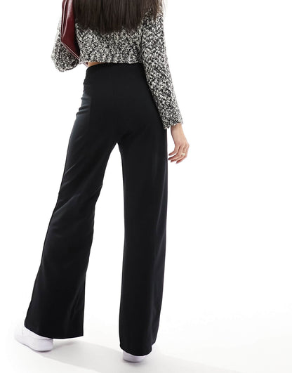 River Island wide leg trouser with stitch detail in black