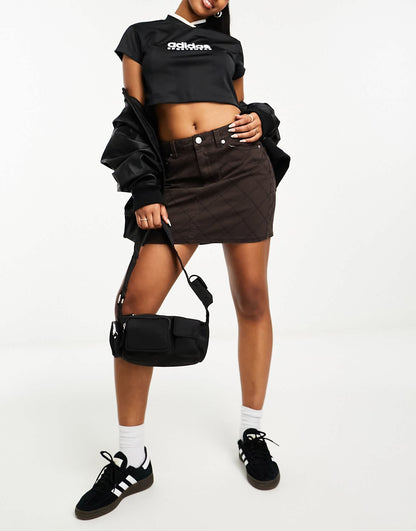 Obey kallie denim mini skirt in brown