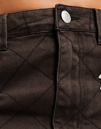 Obey kallie denim mini skirt in brown