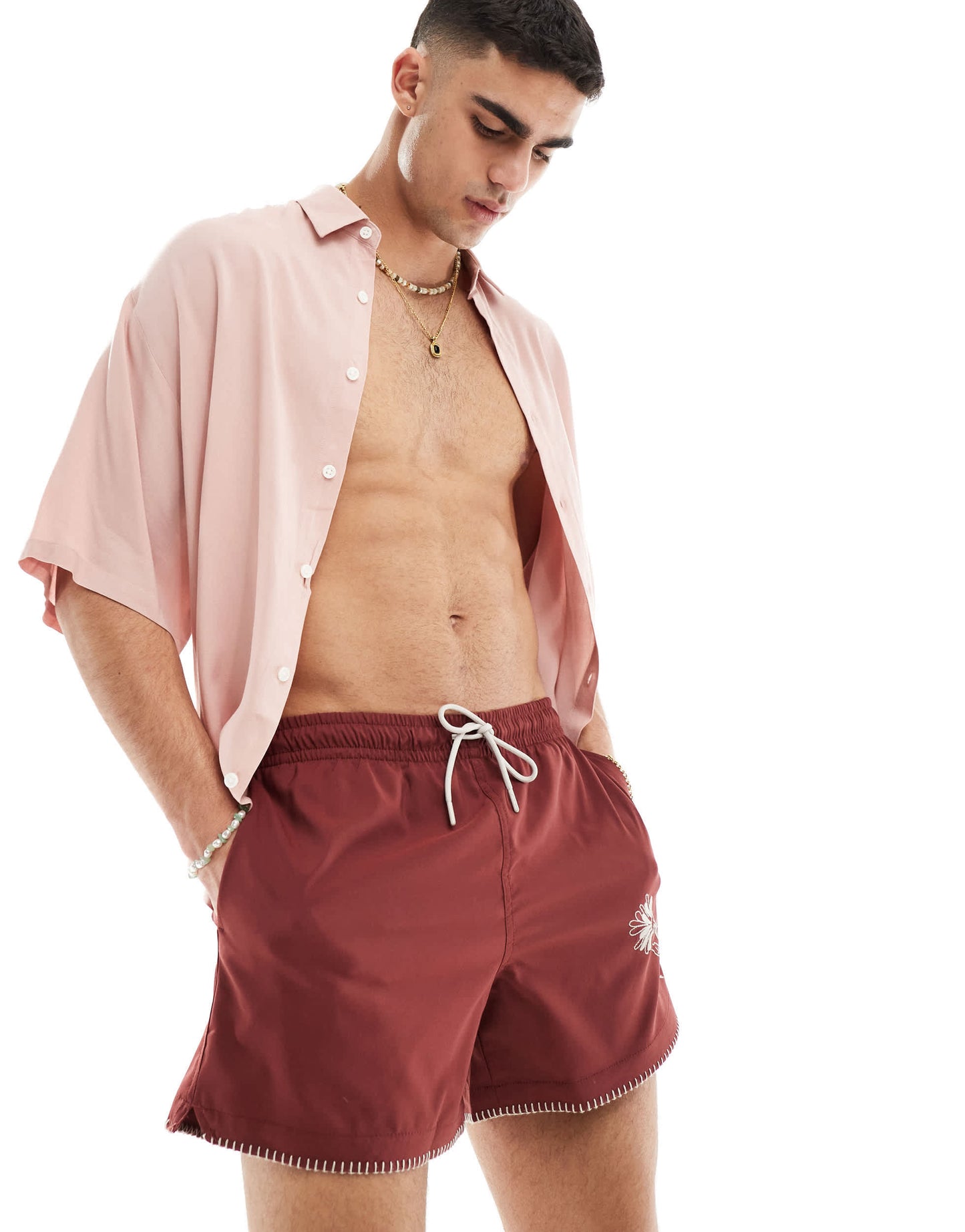 ASOS DESIGN oversized viscose shirt in light pink
