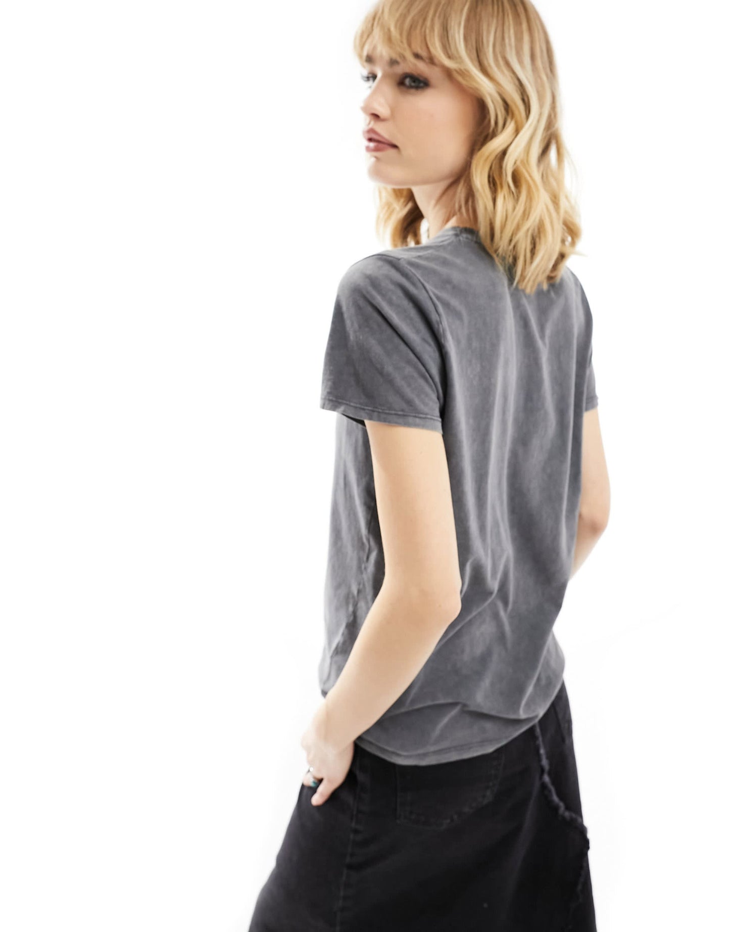 Stradivarius oversized tee with foil print in grey