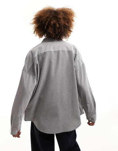 COLLUSION spliced pattern long sleeve shirt