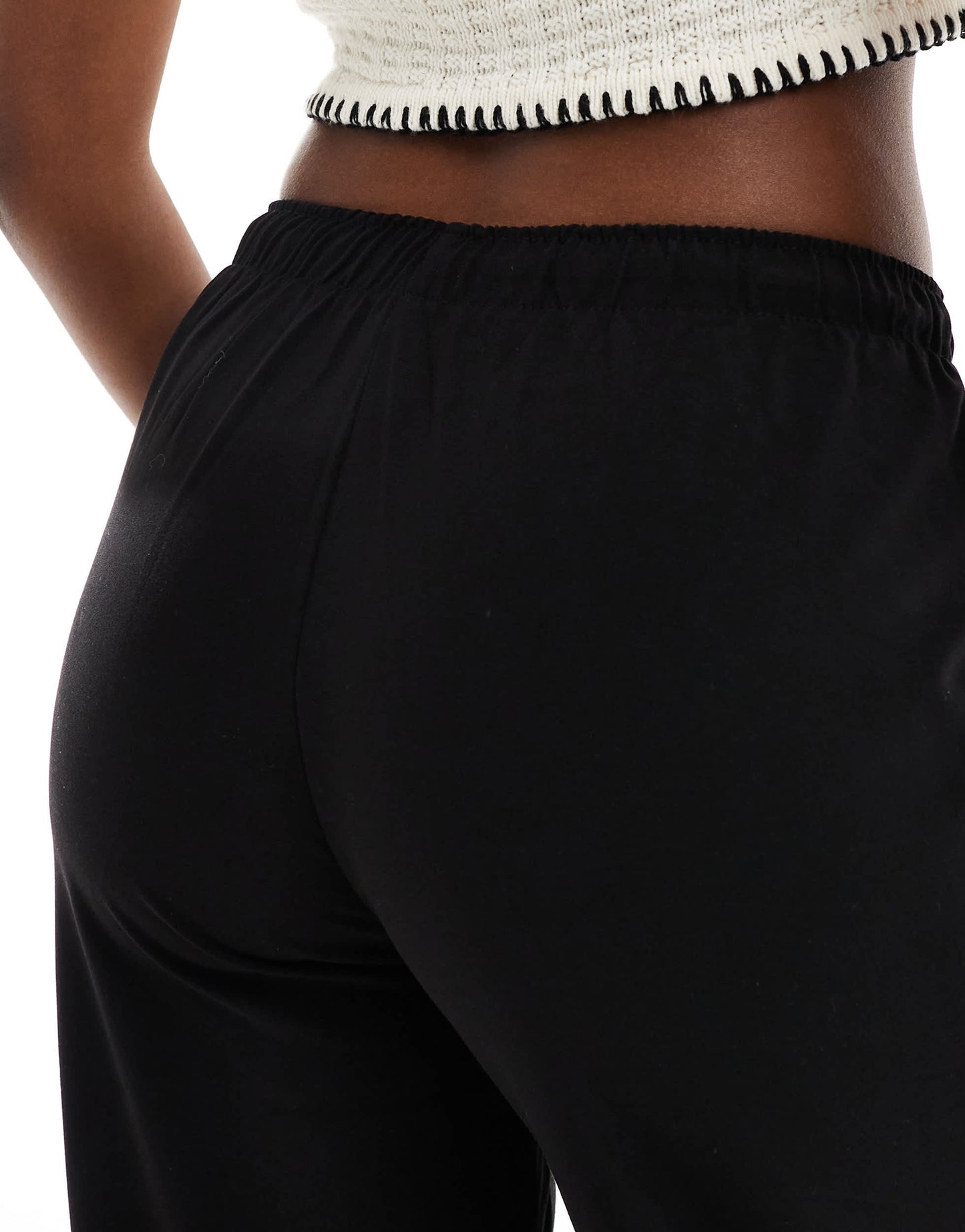 Stradivarius tailored pull on trouser in black