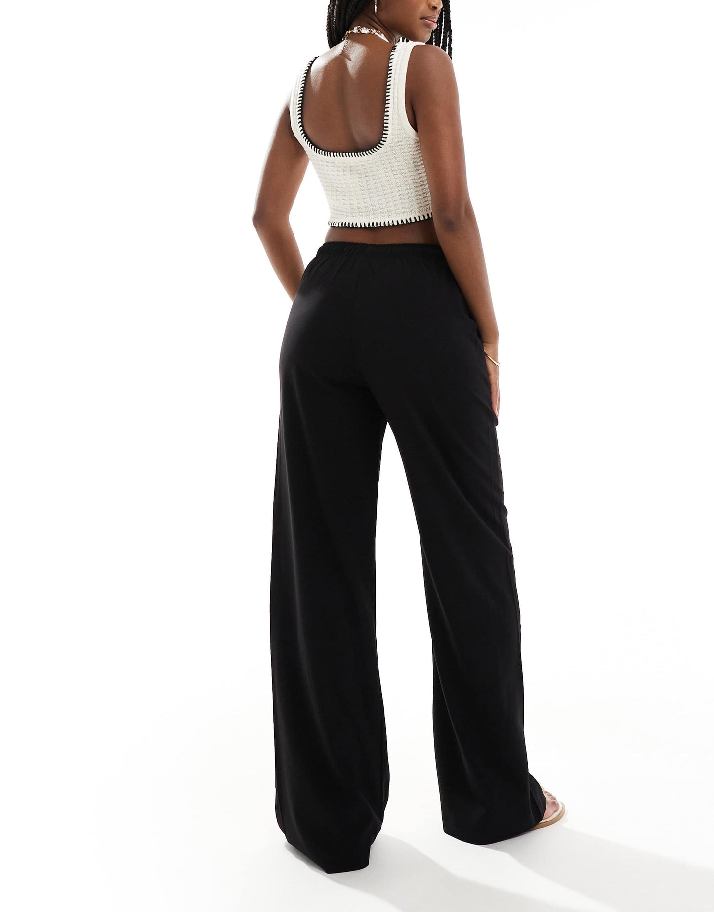 Stradivarius tailored pull on trouser in black