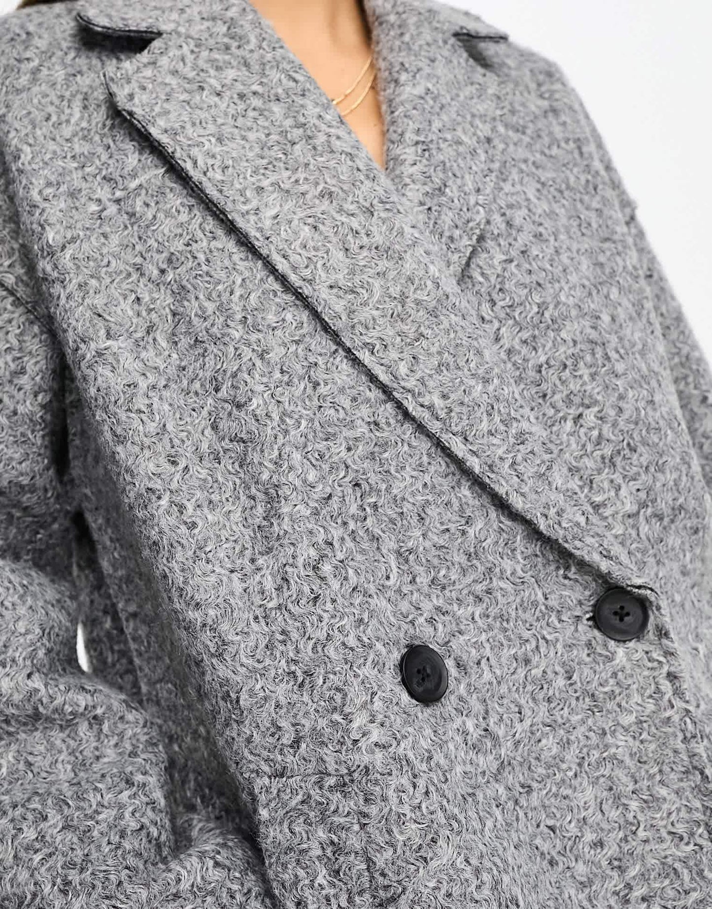 Stradivarius textured boucle coat in grey