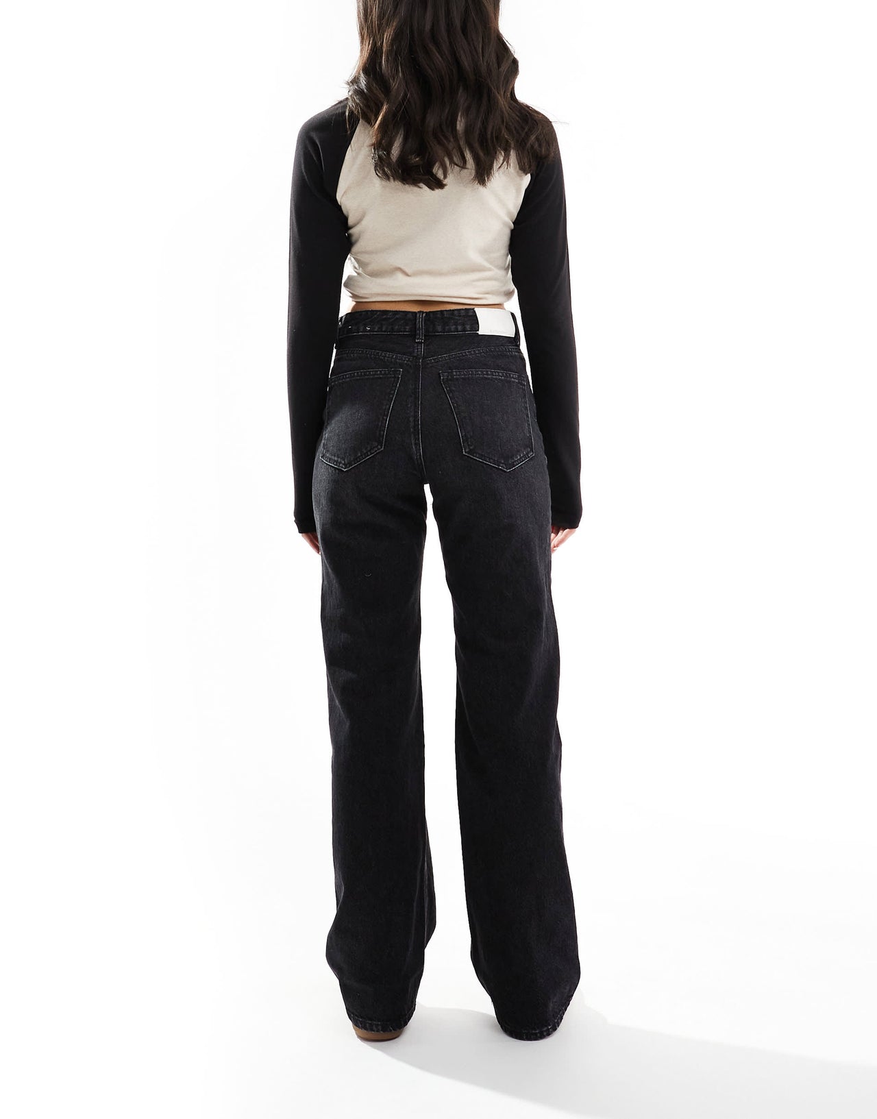 Stradivarius wide leg dad jean in black wash