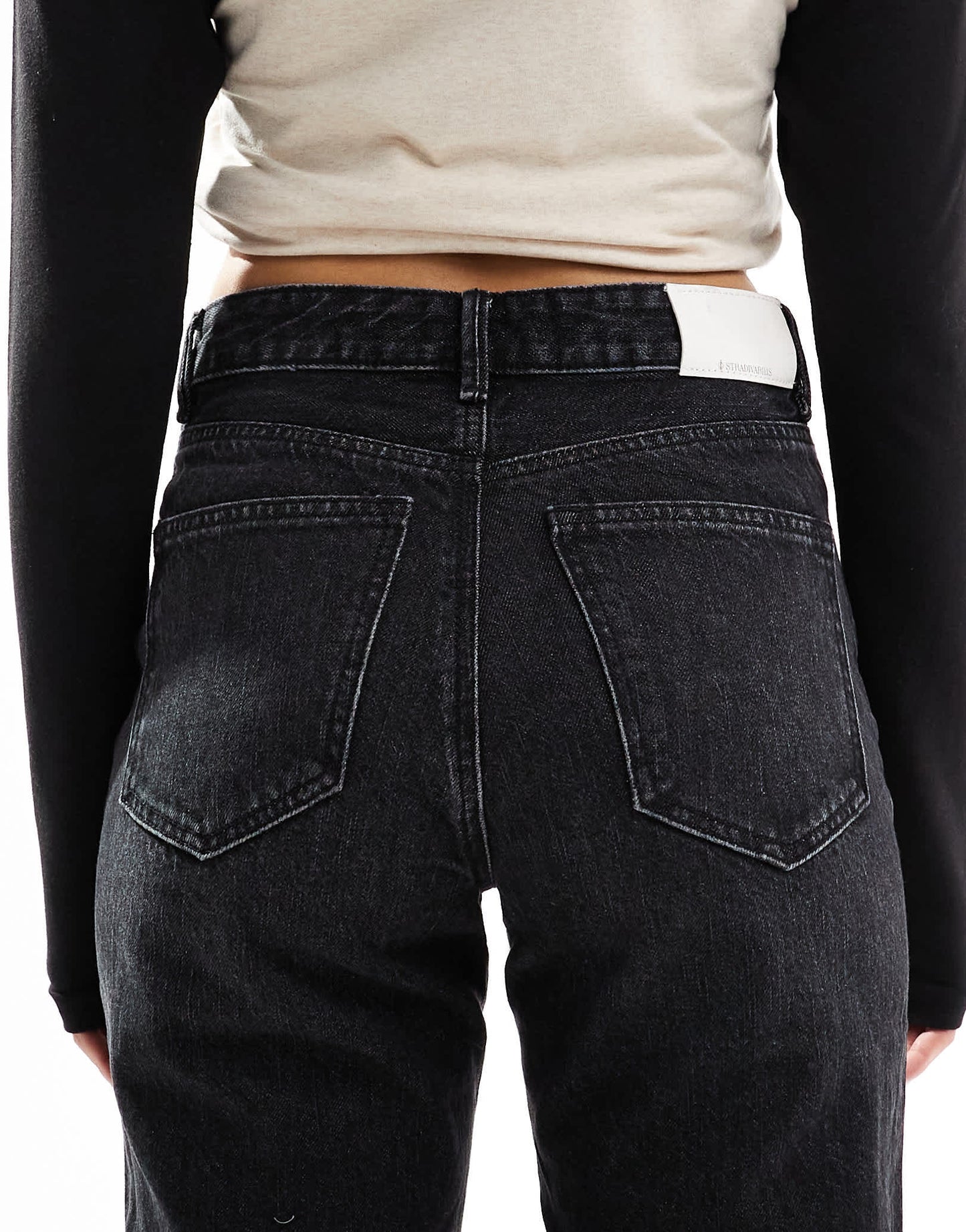Stradivarius wide leg dad jean in black wash