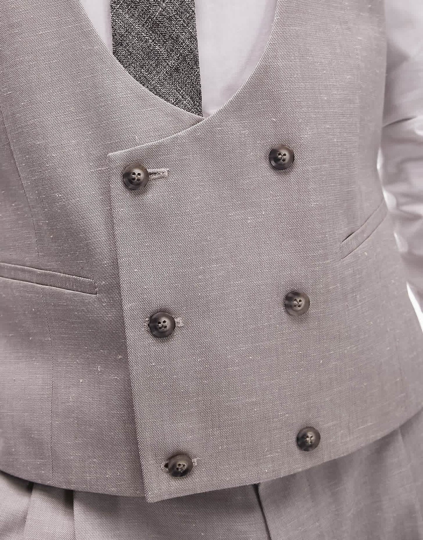 Topman slim linen blend waistcoat in stone