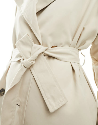 Stradivarius longline trench coat in light stone