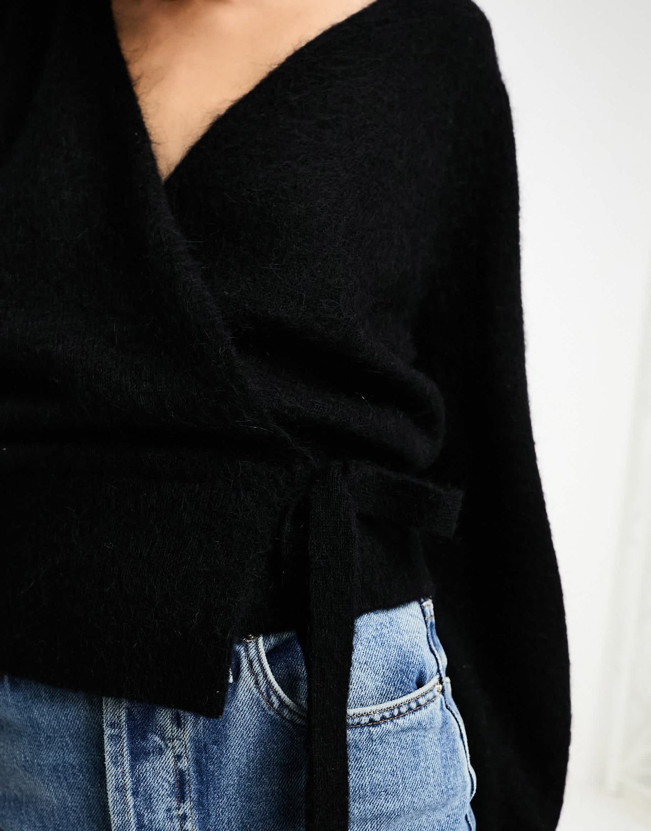 & Other Stories wool blend wrap cardigan in black