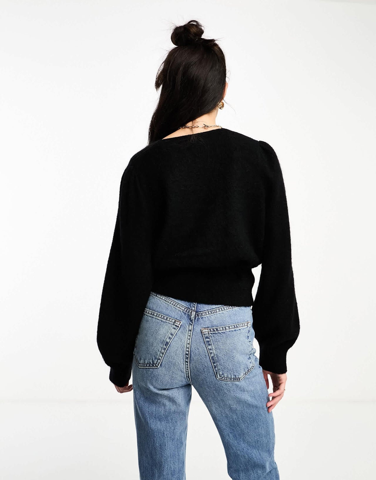 & Other Stories wool blend wrap cardigan in black