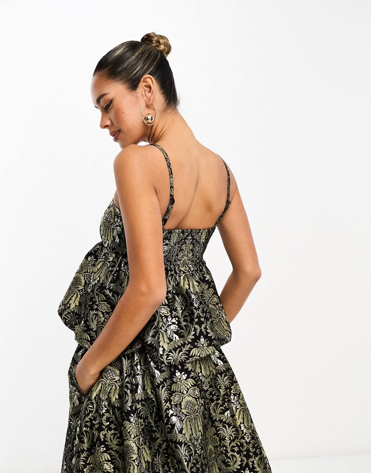 & Other Stories bustier top in metallic jacquard pattern