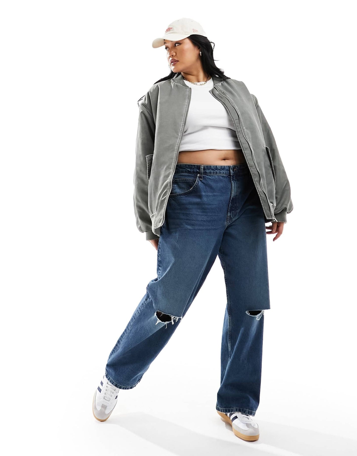 ASOS DESIGN Curve oversized bomber jacket in acid wash