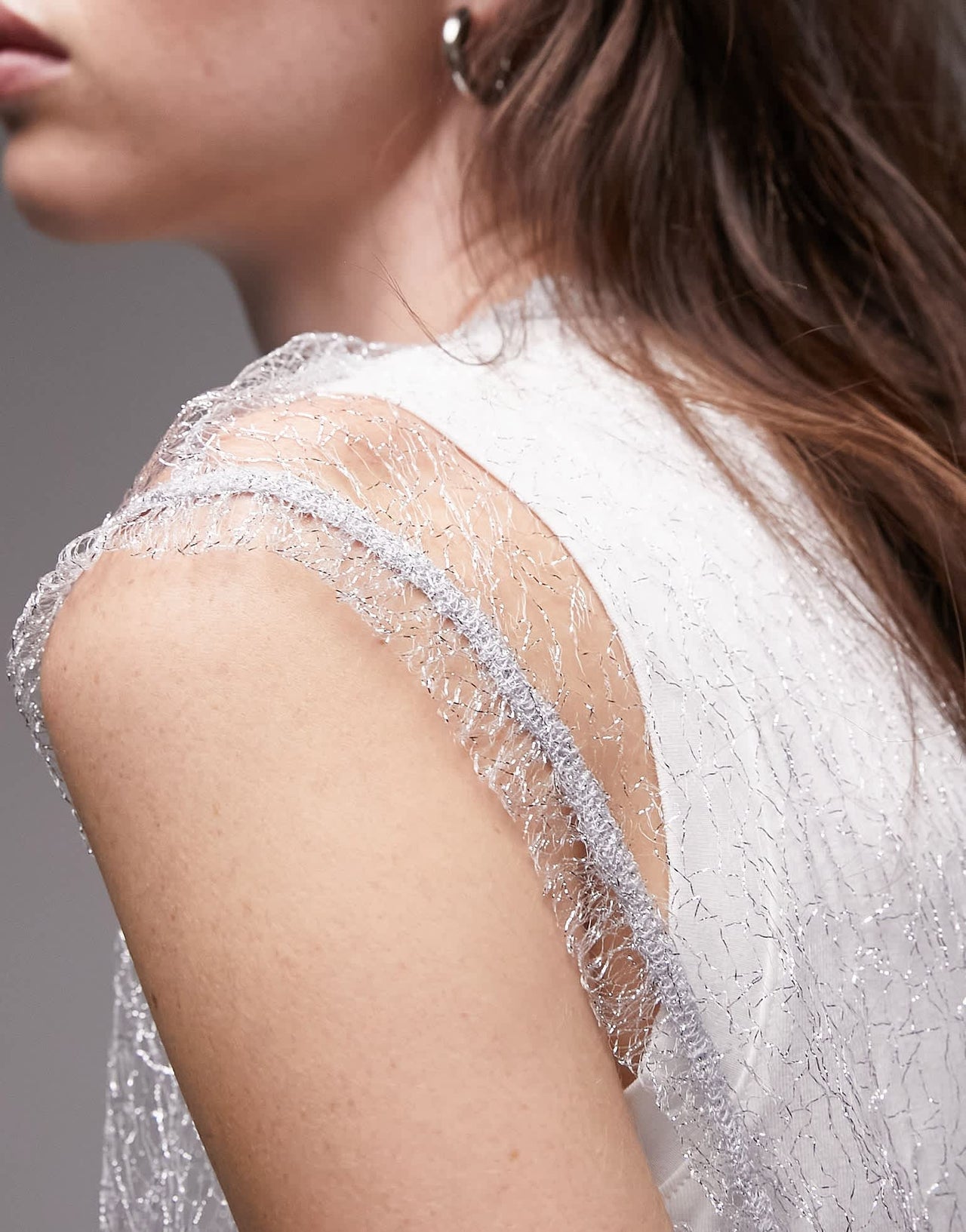 Topshop sheer layered top in white