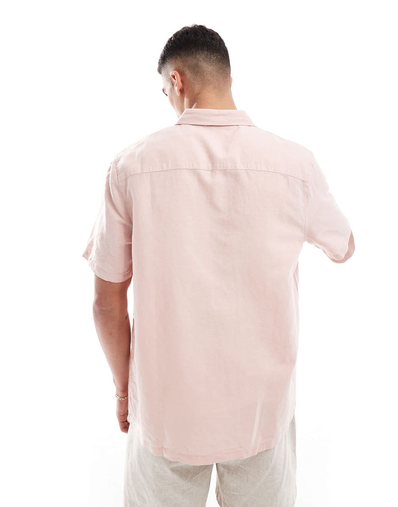 ASOS DESIGN relaxed shirt in linen mix in pink