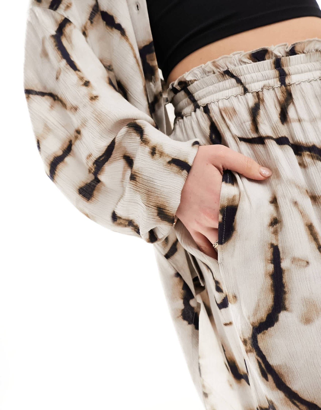 Iisla & Bird tie dye loose fit beach trouser in cream