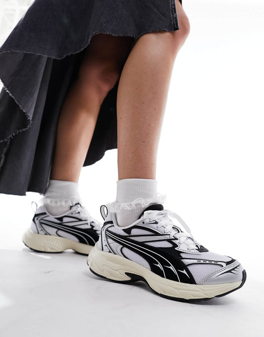 Puma Morphic trainers in off white and black