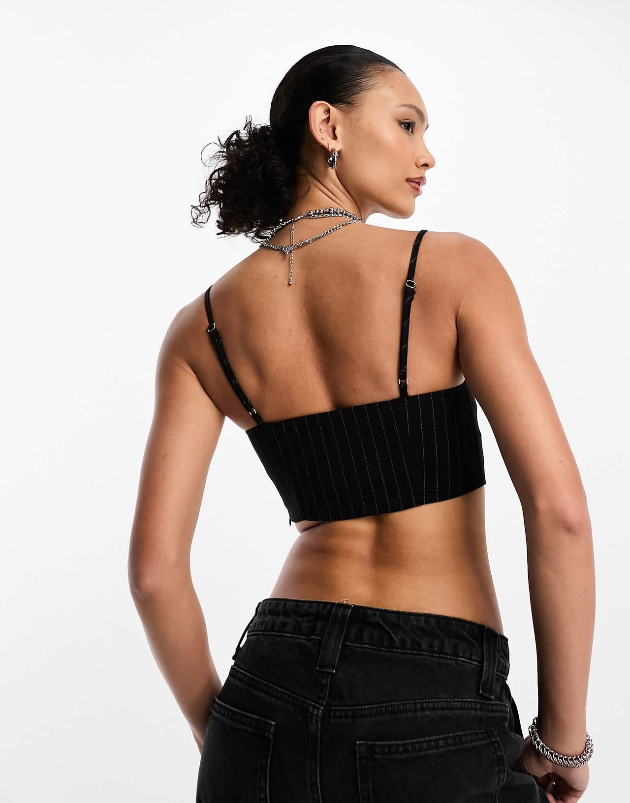 Stradivarius STR tailored cami top in black pinstripe