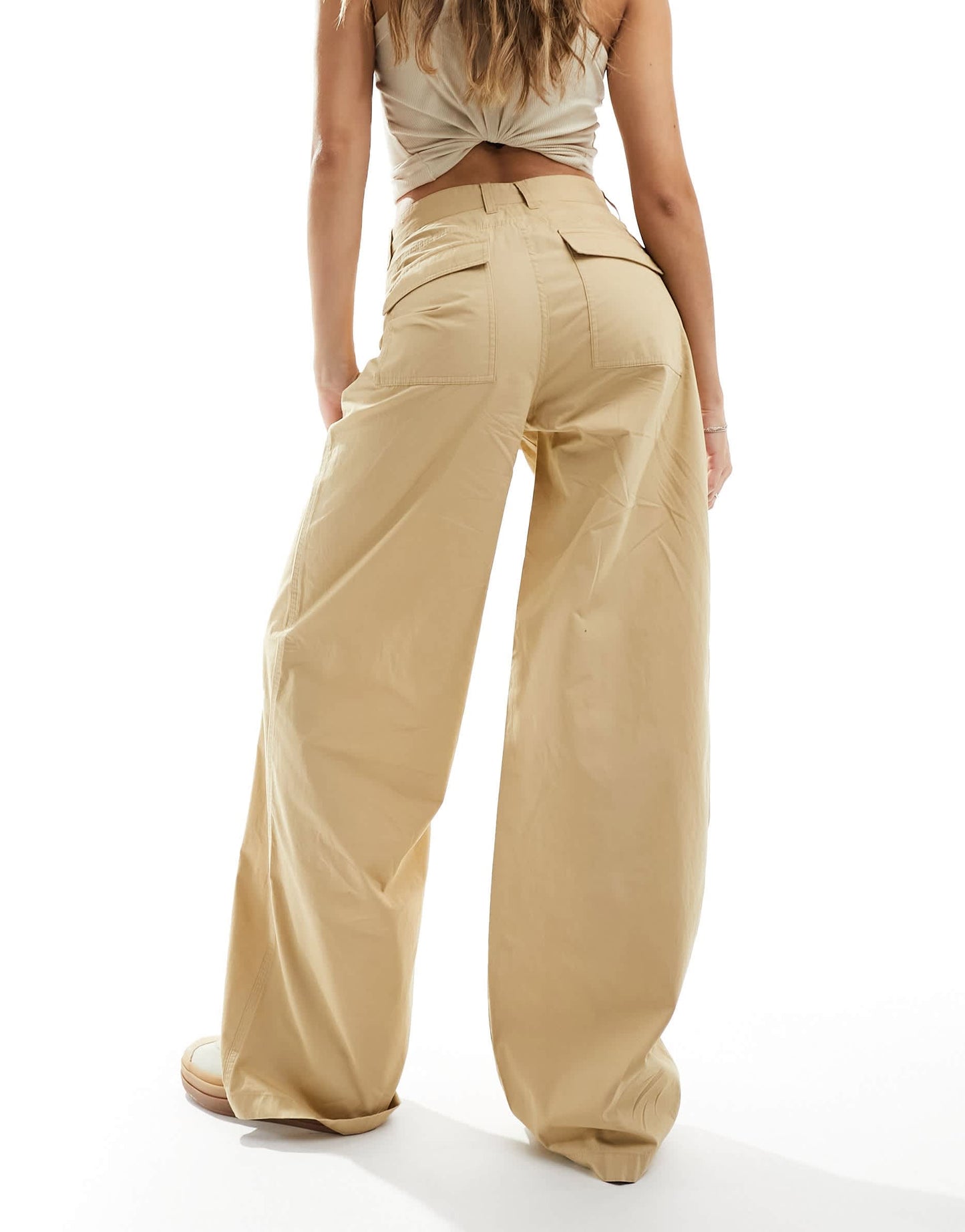 Tommy Jeans claire high rise wide cargo pant in sand