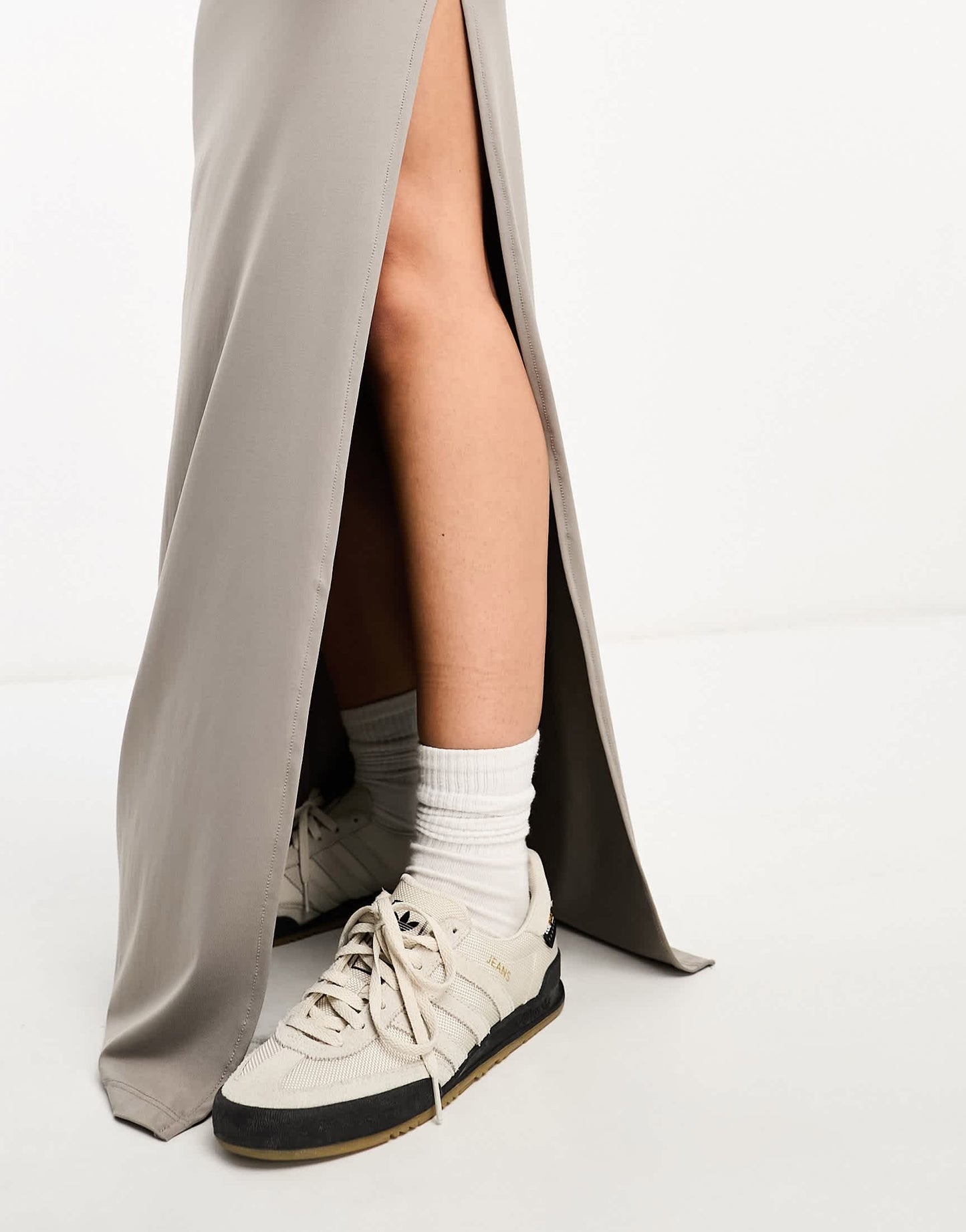 Bershka slinky maxi skirt co-ord in chalk grey