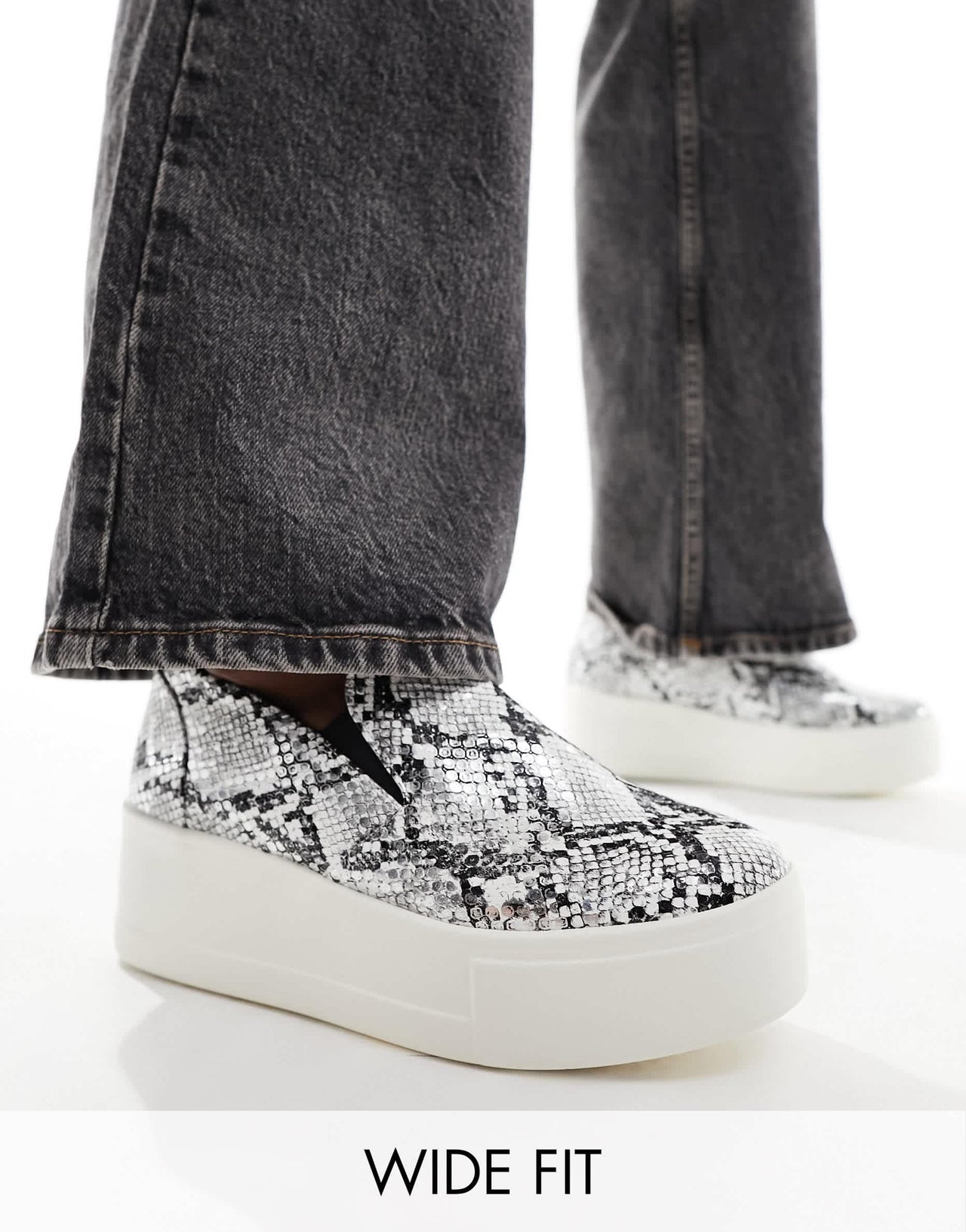 Simply Be Wide Fit flatform slip on trainers in black