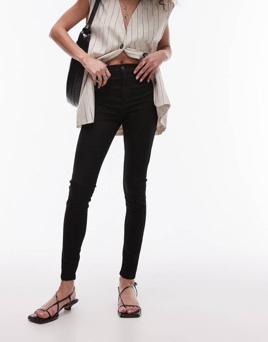 Topshop Joni high rise super skinny jean in pure black