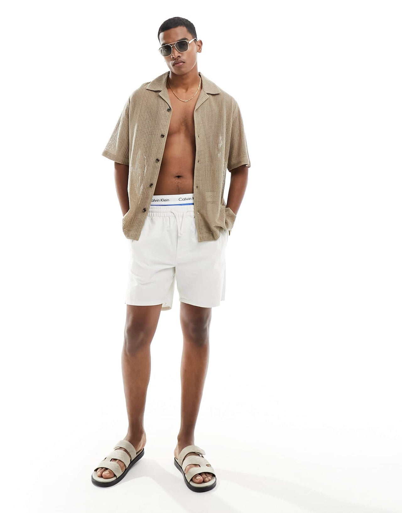 ASOS DESIGN short sleeve relaxed revere collar cotton shirt in beige