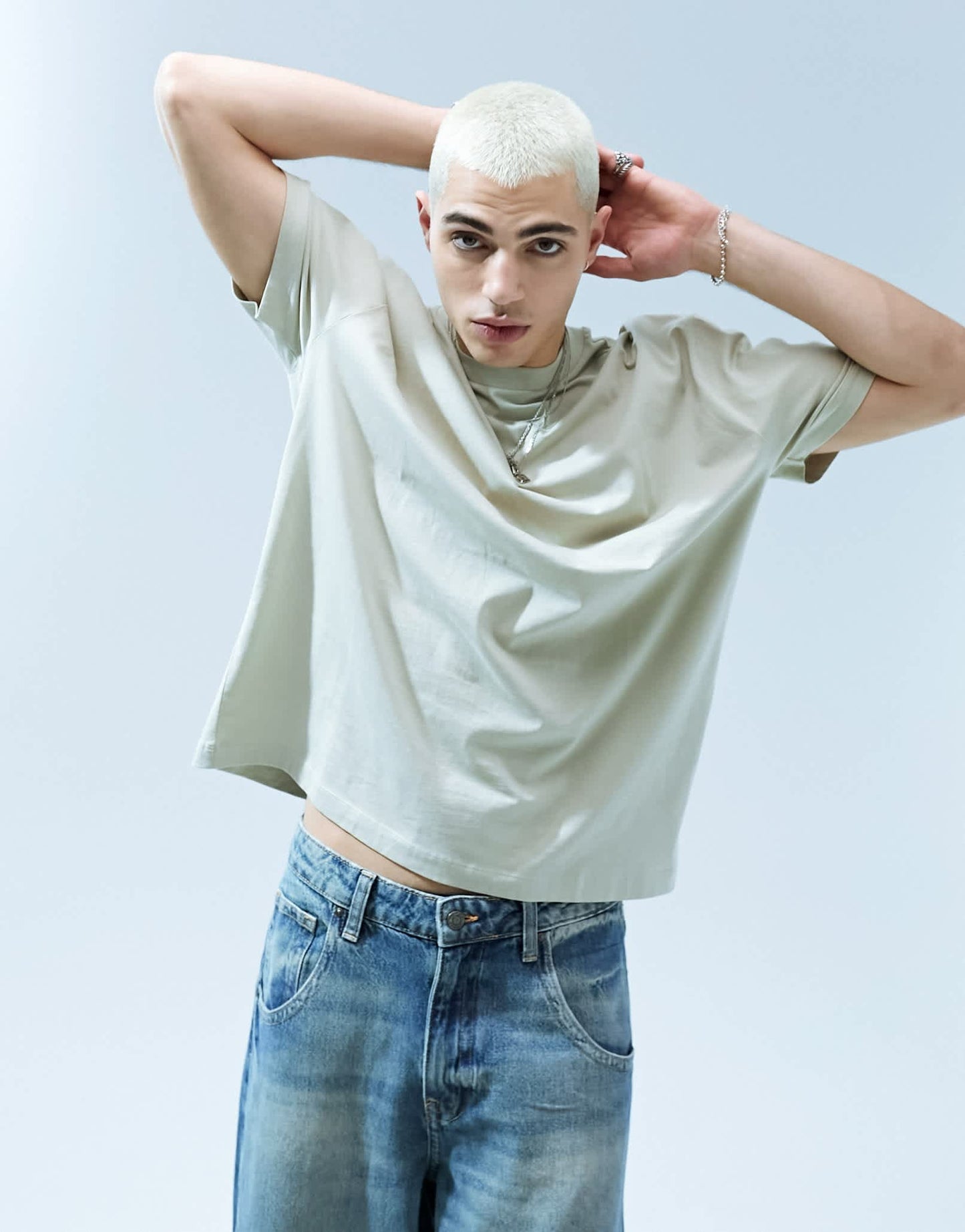 ASOS DESIGN oversized t-shirt in beige with back spine print