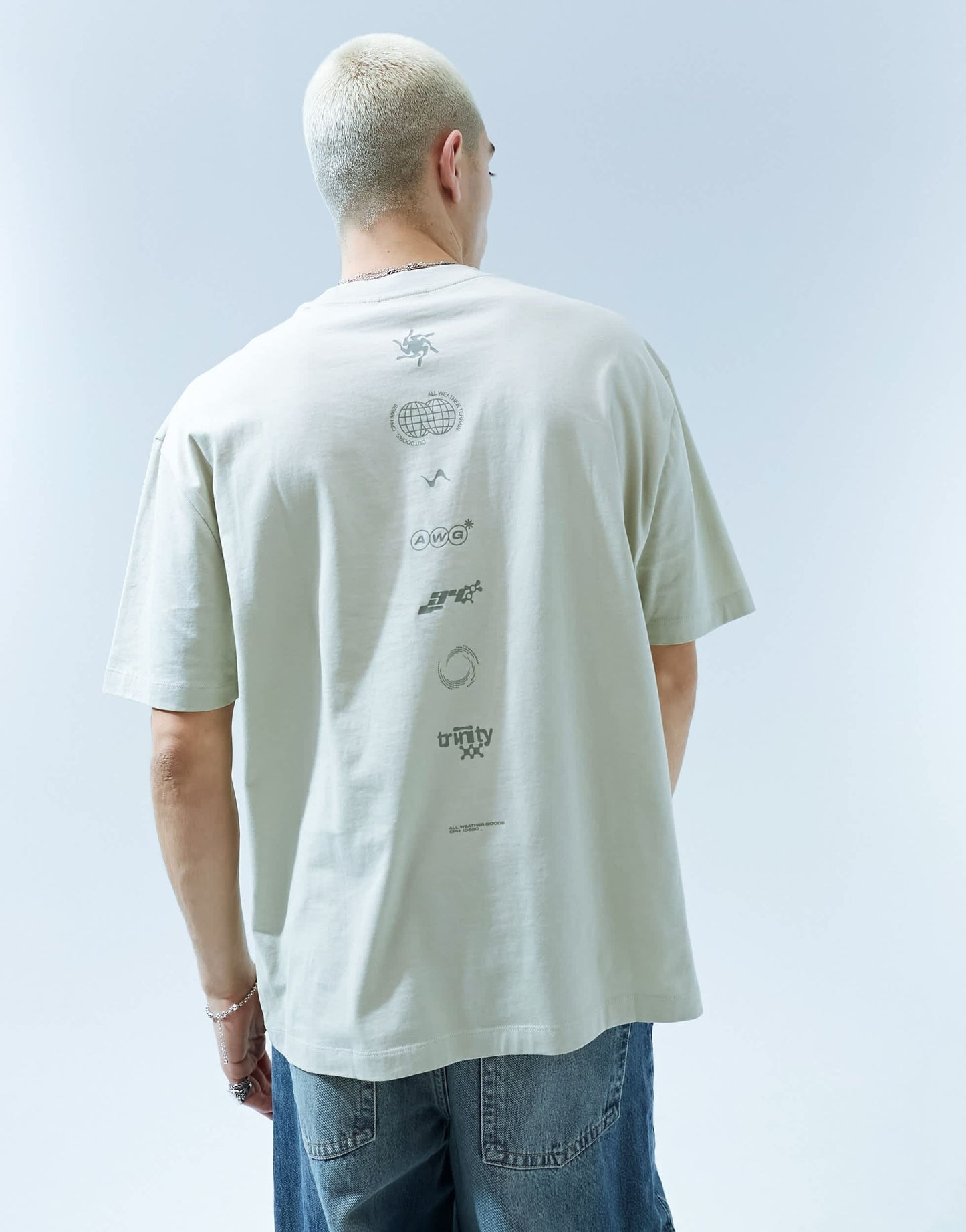 ASOS DESIGN oversized t-shirt in beige with back spine print