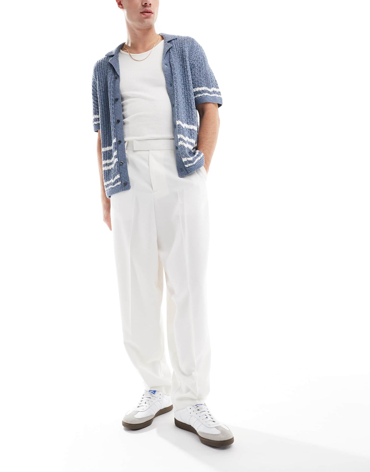 ASOS DESIGN smart balloon fit trousers in white