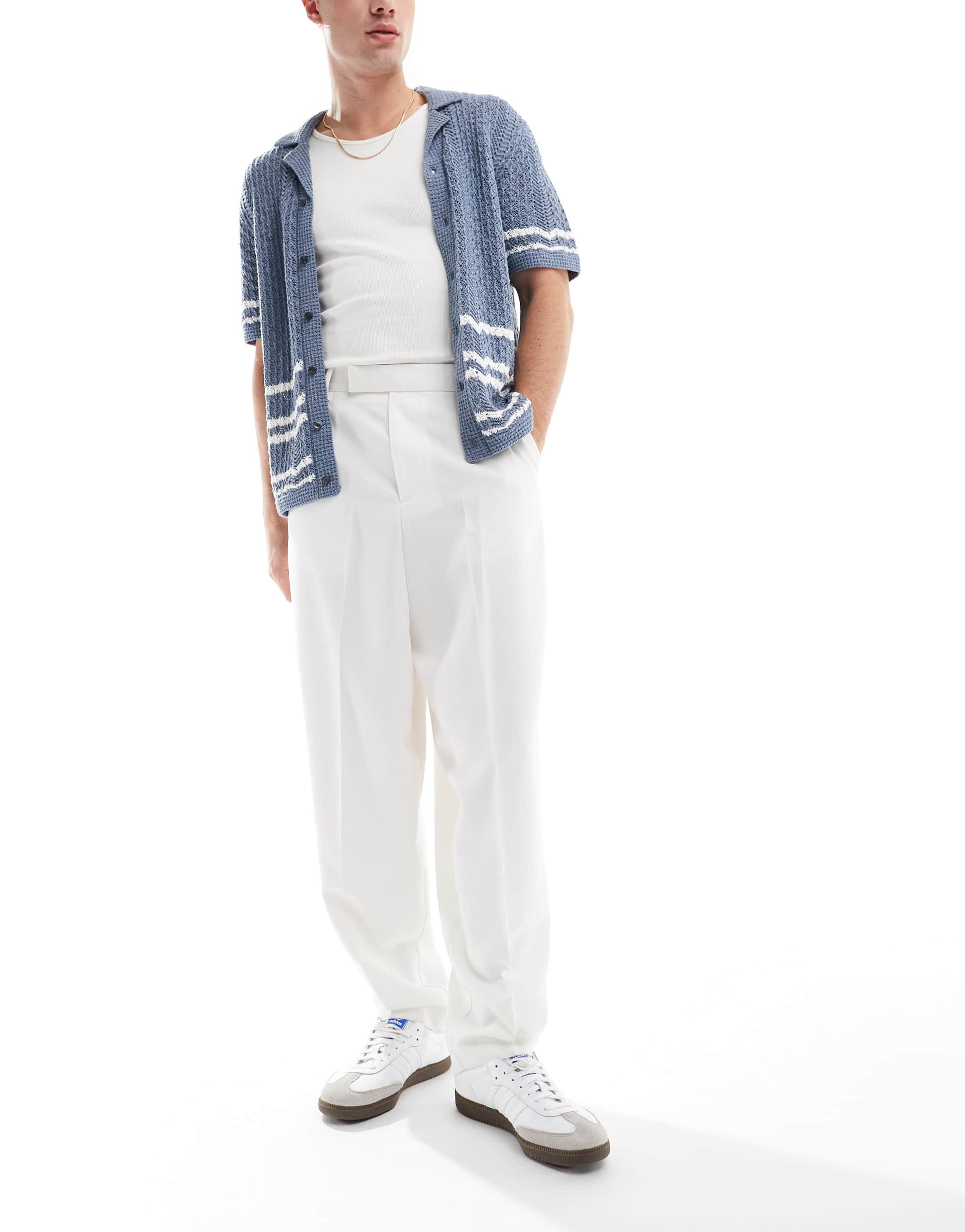 ASOS DESIGN smart balloon fit trousers in white