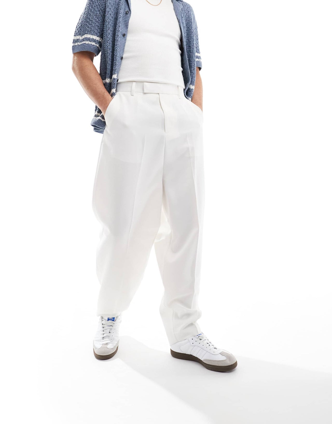 ASOS DESIGN smart balloon fit trousers in white