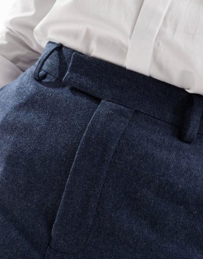 ASOS DESIGN smart high waist straight leg wool mix trousers in navy