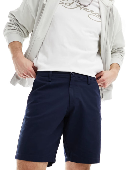 ASOS DESIGN slim stretch chino shorts in navy