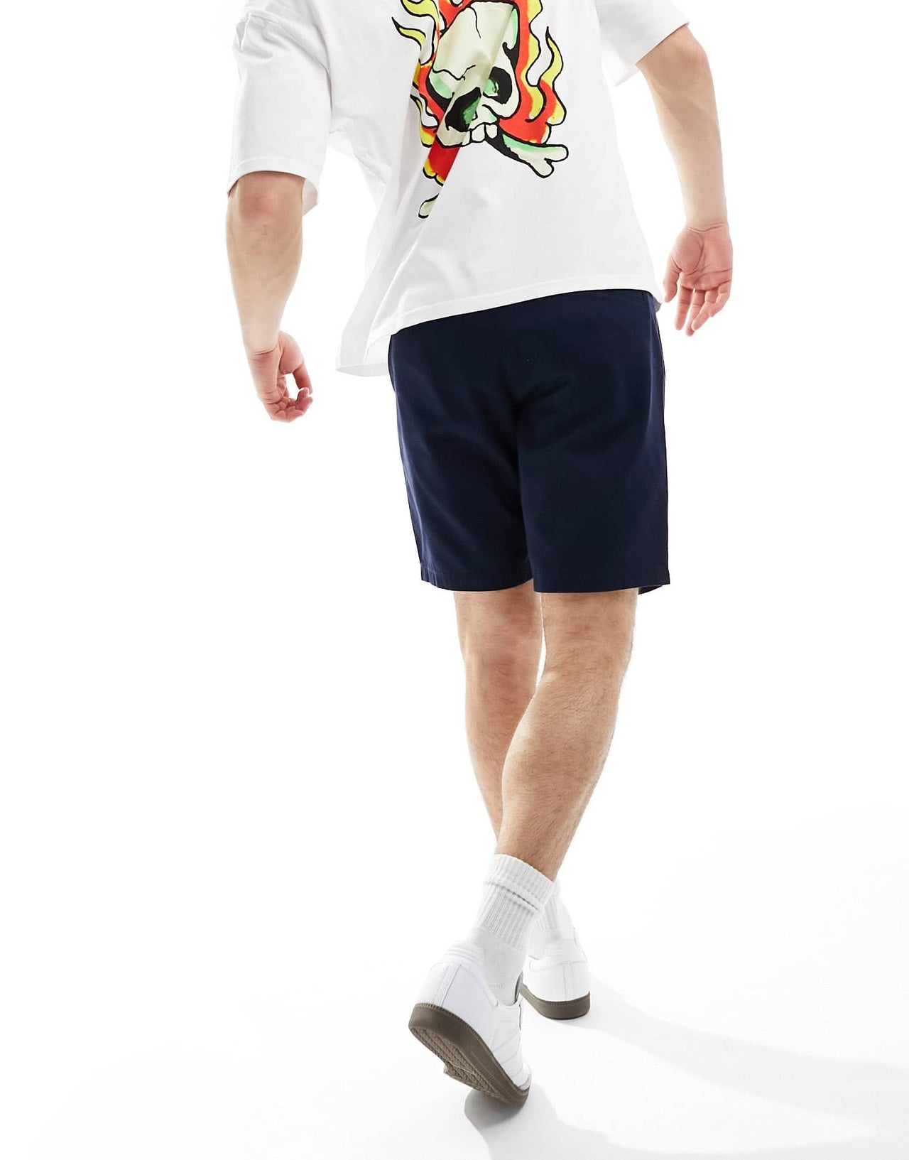 ASOS DESIGN slim stretch chino shorts in navy