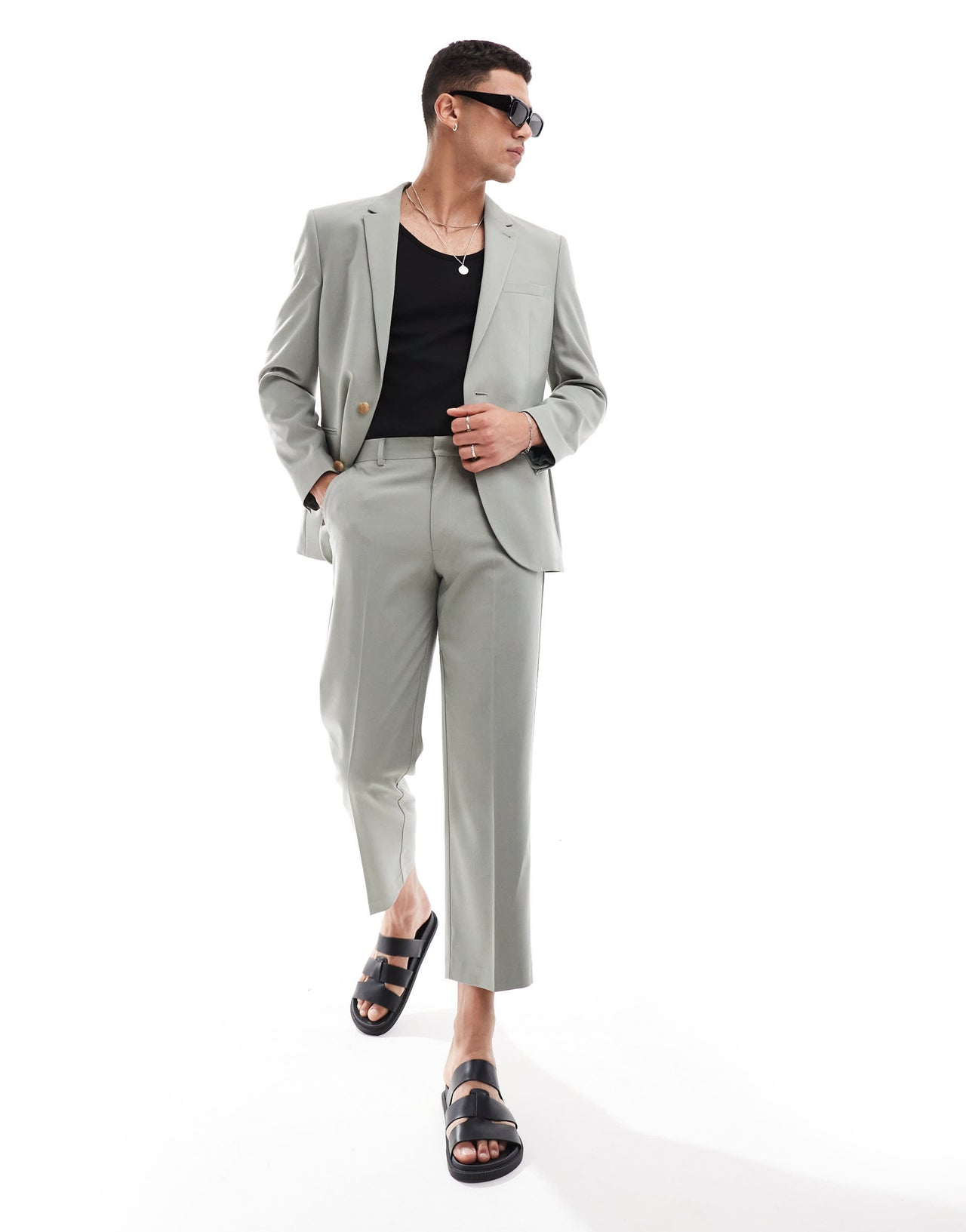 ASOS DESIGN regular suit jacket in sage green