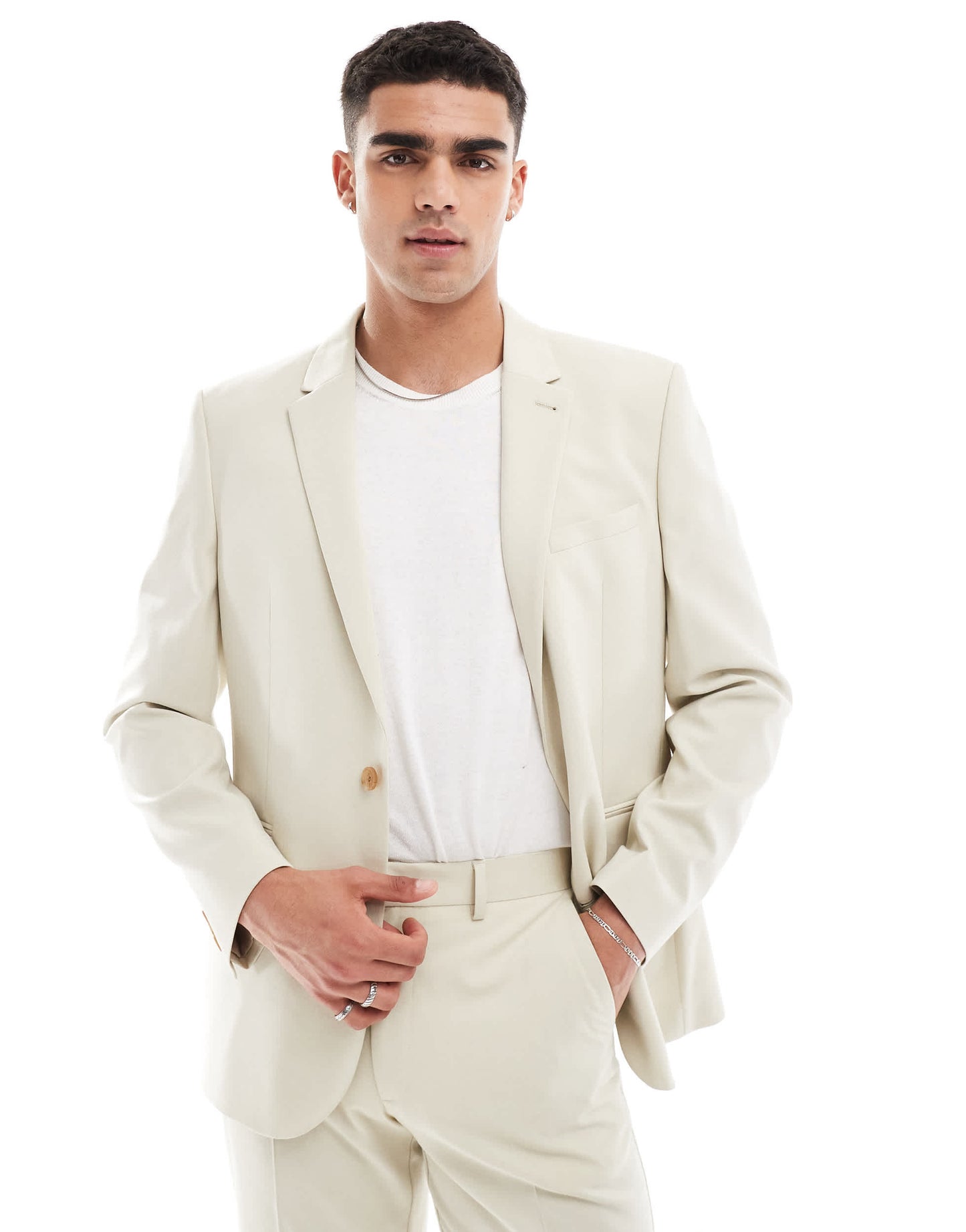 ASOS DESIGN regular suit jacket in stone