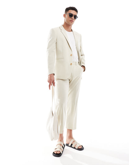 ASOS DESIGN regular suit jacket in stone