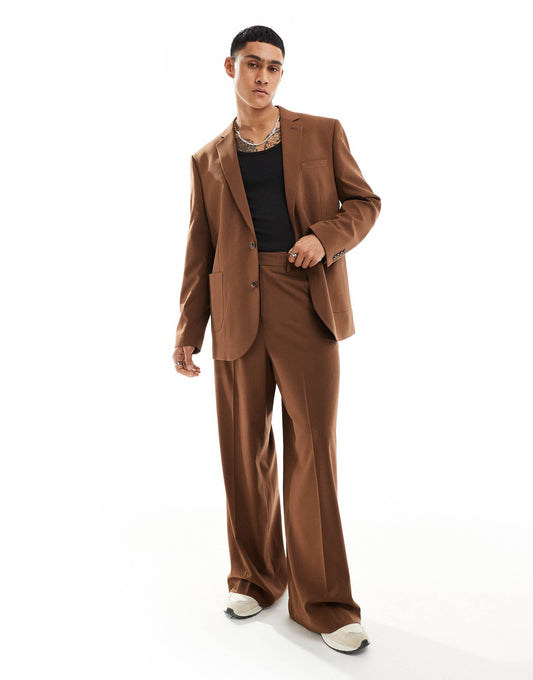ASOS DESIGN relaxed suit jacket in chocolate brown