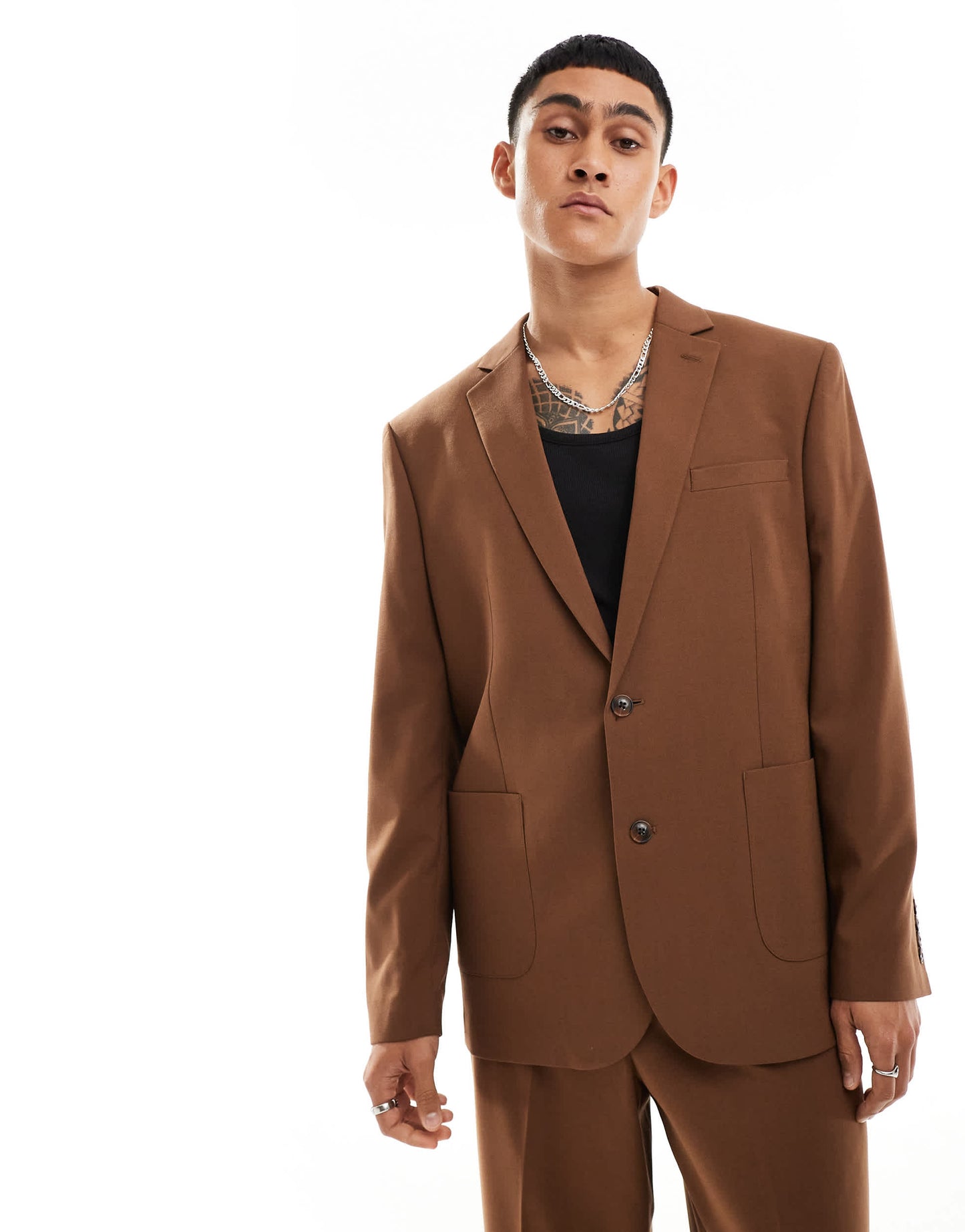 ASOS DESIGN relaxed suit jacket in chocolate brown