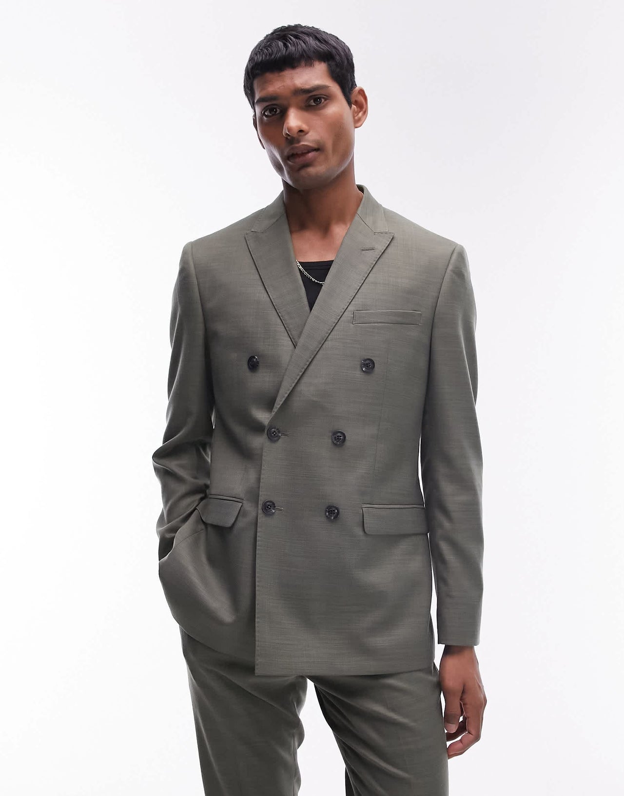 Topman skinny suit jacket in khaki