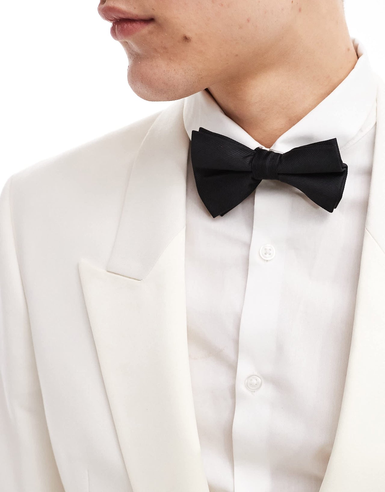 ASOS DESIGN low break slim tuxedo suit jacket in cream