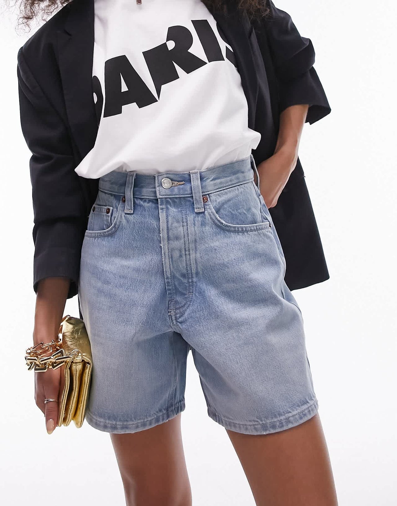 Topshop denim Editor short in bleach