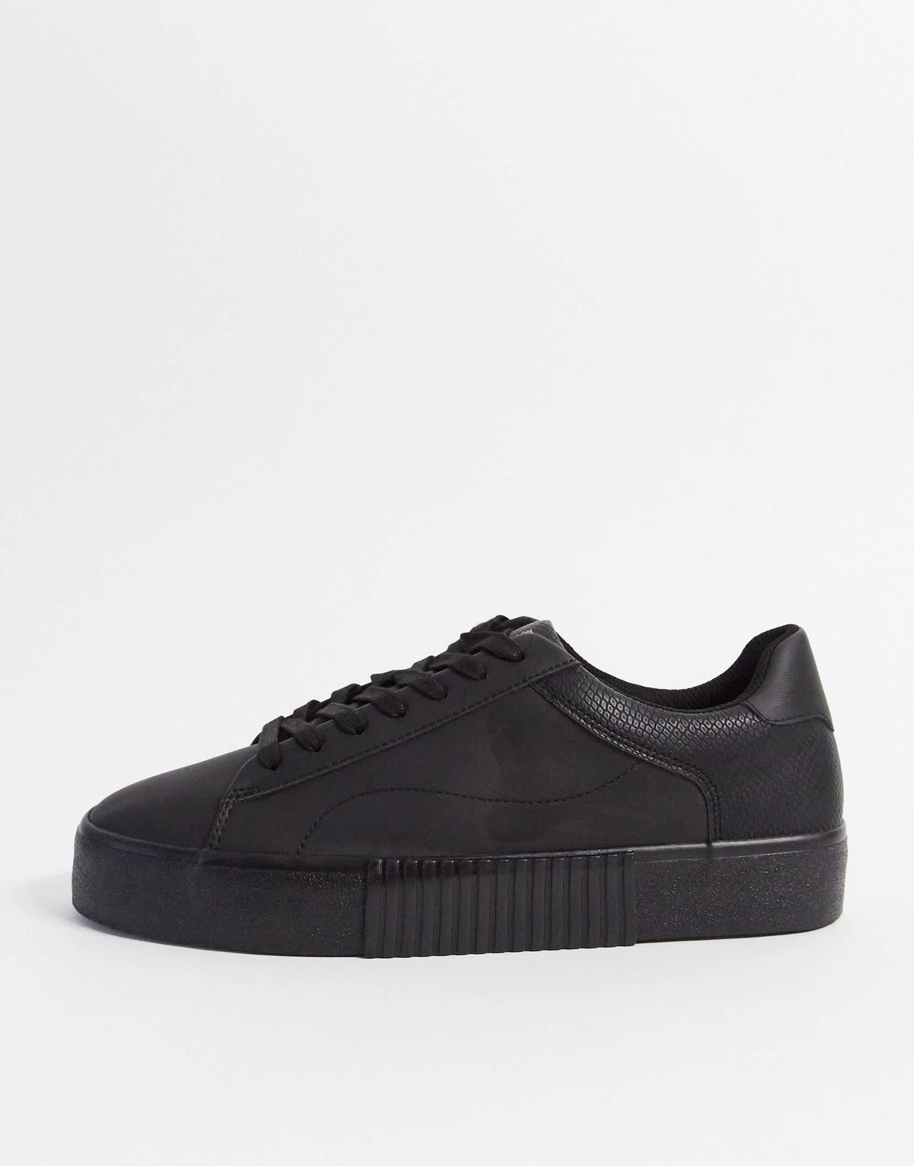 Bershka black trainer contrast embossed animal print